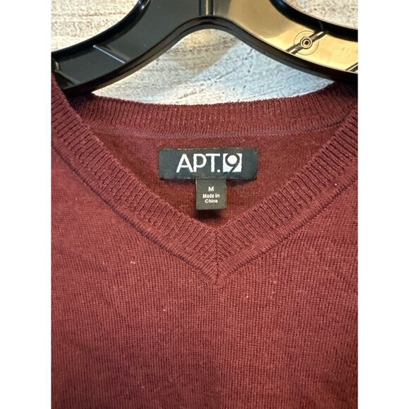 APT.9 Burgundy V-Neck Sweater Mens M - Picture 2 of 3
